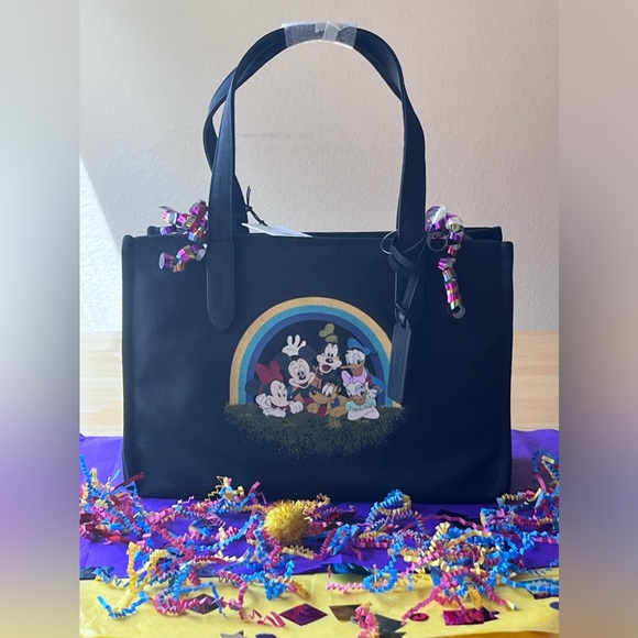 π DISNEY X COACH MICKEY MOUSE AND THE GANG CANVAS TOTE 30 π NWT π - Picture 2 of 16